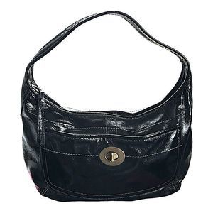 COACH Black Patent Leather Shoulder Bag Hobo Zip Closure Purse